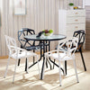 Round Glass Dining Table Patio Bistro Garden Balcony Coffee Table Metal Frame