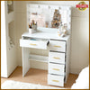 White Dressing VanityTable Makeup Desk with LED Mirror 5 Drawers Bedroom Dresser