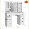 Large Dressing Table With Hollywood LED Mirror Drawer Shelves Vanity Makeup Desk