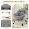 Upholstered Sherpa Reading Chair Accent Sofa Chair Set w/Footrest-Grey