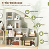 Wooden Storage Organizer 4-Tier Stepped Bookshelf-White