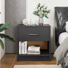 Bedroom Modern End Table Compact Nightstand w/Storage Shelf-Grey
