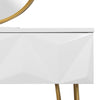 White Dressing Table Vanity Makeup Desk Set w/ Round Mirror Stool Drawer Bedroom