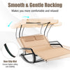 Outdoor 2-Person Double Rocking Chaise Lounge Swing Hammock Bed w/Canopy Pillows