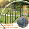 Iron Handrail Stair Railing Hand Rail Kit 3-4 Steps Outdoor Black w/ Bars Black