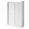 Modern 2 Sliding Door Wardrobe Matt White Storage Cupboards with 2 Hanging Rail