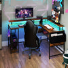 Corner Computer Workstation L-Shaped Gaming Desk w/Monitor Stand-Brown