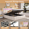 4ft6 Double Ottoman Storage Bed Frame with Tufted Headboard & Night Light, Beige
