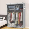 Large Canvas Fabric Wardrobe Clothes Shelving With Hanging Rail Cupboard