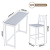 Dining Table and 2 Chairs Set Breakfast Kitchen Bistro Bar Solid Pine Wood Grey