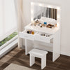 Dressing Table w/ Large Mirror and Stool,Vanity Table with Adjustable Brightnes