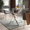 Modern Clear Tempered Glass Dining Table Cross Chrome Legs Kitchen Furniture