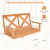 2-Person Porch Swing Chair Heavy-Duty Wooden Yard Garden Hanging Bench