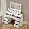 White Dressing Table Wood Makeup Desk with Hollywood LED Mirror 7 Drawer Bedroom