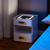 Wireless Charging Bedside Cabinets High Gloss with Adjustable LED Light 2 Drawer