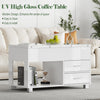 4 in 1 Lift Top Coffee Table Storage High Gloss Dining Table Drawer Living Room