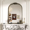 Large Arched Wall Mirror Baroque Brass Vanity Mirror Ornate Carved Mantel Mirror