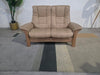 Stressless Windsor Paloma Sand Leather & Oak 2 Seater High Back Sofa RRP £3689