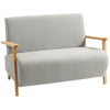 Small 2 Seater Sofa, Upholstered Loveseat Couch with Wood Frame, Grey