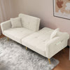 Fabric Sofa Bed Love Seat Sofa Settee Couch with Metal Legs & Cushions White
