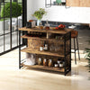 Industrial Wine Bar Cabinet Kitchen Storage Sideboard W/ Wine Rack-Coffee