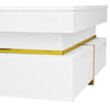 Modern High Gloss White Side Coffee Table with 2 Storage Drawers for Living Room