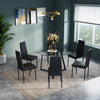 Round Glass Top Dining Table Living Room Kitchen Furniture Characteristic Frame