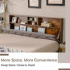 King Size Bed Frame Upholstered Platform Bed Slat Support W/ Storage Headboard