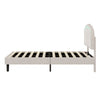 3ft Single Velvet White Upholstered Bed Frame w/ LED Headboard & Solid Wood Slat