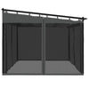 Gazebo with Mesh Walls 4x3 m Canopy Marquee - Anthracite, Steel Frame, D6B5