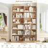 Bookcase 6 Tier Bookshelf with Doors Tall Storage Cupboard Display Unit Oak Home