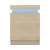 LED Bedside Table 2 Drawers Cabinet Charging Station Nightstand Storage Wood