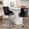 360° Swivel Black Grey Velvet Bar Stool Gas Lift Lion Head Elevated Chair Seat