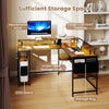 Corner Computer Workstation L-Shaped Gaming Desk w/Monitor Stand-Brown