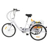 24" Adult Tricycle 6-Speed White 3 Wheel Bicycle Cruise Trike with Basket + Lamp