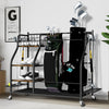 Multifunctional Rolling Golf Bag Stand Metal Storage Rack With Wheels & Shelves