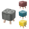 Square Footstool Toddler Stool Padded Chair Pouffe Buttoned Seat Wooden 4 Legs