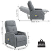Recliner Chair 6 Points Massage Heating Sofa Fabric Upholstered Armchair Grey