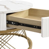 Marble Look Nesting Coffee Table with 1 drawer, Black and White