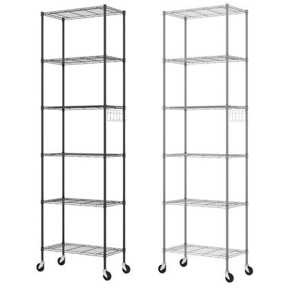 6 Tier Metal Storage Rack Shelving Wire Shelf Kitchen Office Garage UNIT +Wheels