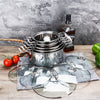 NEW 5Pcs Stainless Steel Cookware Set Casserole Stockpot Pot Hob With Glass Lids