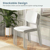 4Pcs Stackable Kitchen Chairs Set Modern Plastic Dining Room Chairs White