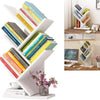 5 Shelf Tree Free Standing Bookshelf Wood Shape Desk White Bookcase Display Rack