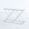 Modern Console Table Side Table with Clear Tempered Glass and Chrome Cross Legs