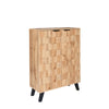 Modern Wood Shoe Storage Unit w/ 5 Compartments & Black Handles, 80x35x110cm
