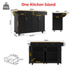 Rolling Kitchen Island W/Drop Leaf Countertop Storage Cabinet Trolley 4 Doors
