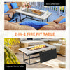 16 KW Propane Fire Pit Table Rectangular Outdoor Gas Fire Pit Stainless Steel