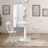 Modern Wood Grain Bar Table with Square/Round Tabletop and Metal Base Home Pub