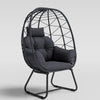 PE Wicker Egg Chair Indoor Outdoor Lounge Chair Patio Basket Chair w/Cushions