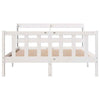 Bed Frame with Headboard White 160x200 Solid Wood Pine V5G8
